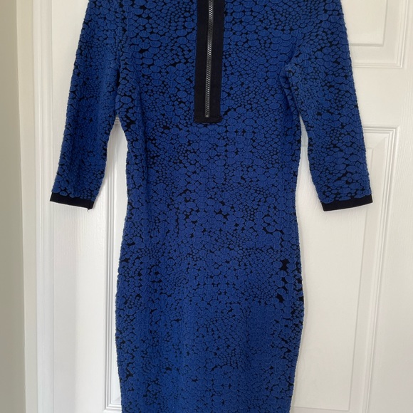 Pink Tartan blue and black print body con dress. Size XS. - Picture 2 of 5